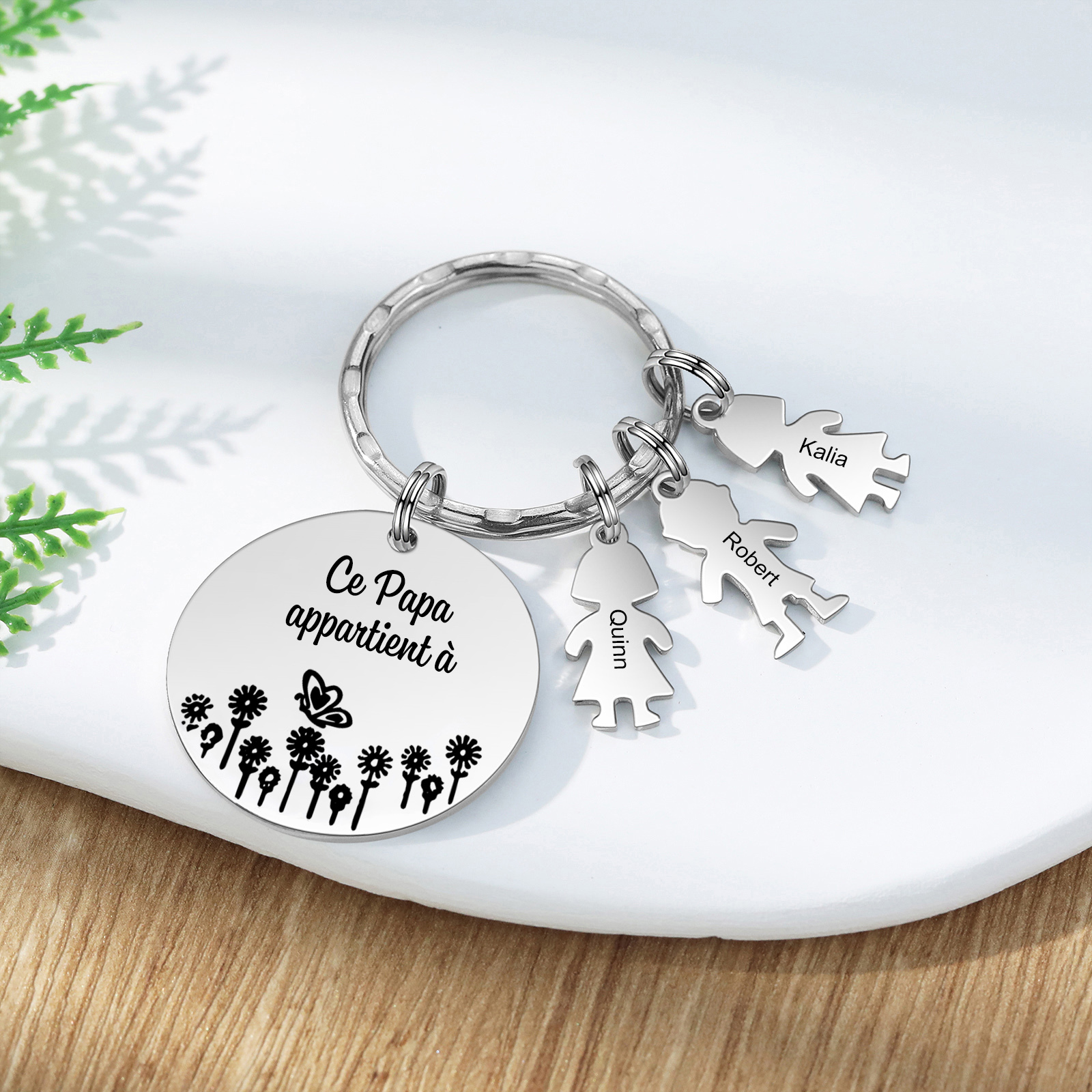 À Mon Papa - 1-5 Noms Porte-Clés Personnalisés Avec Breloques Enfants