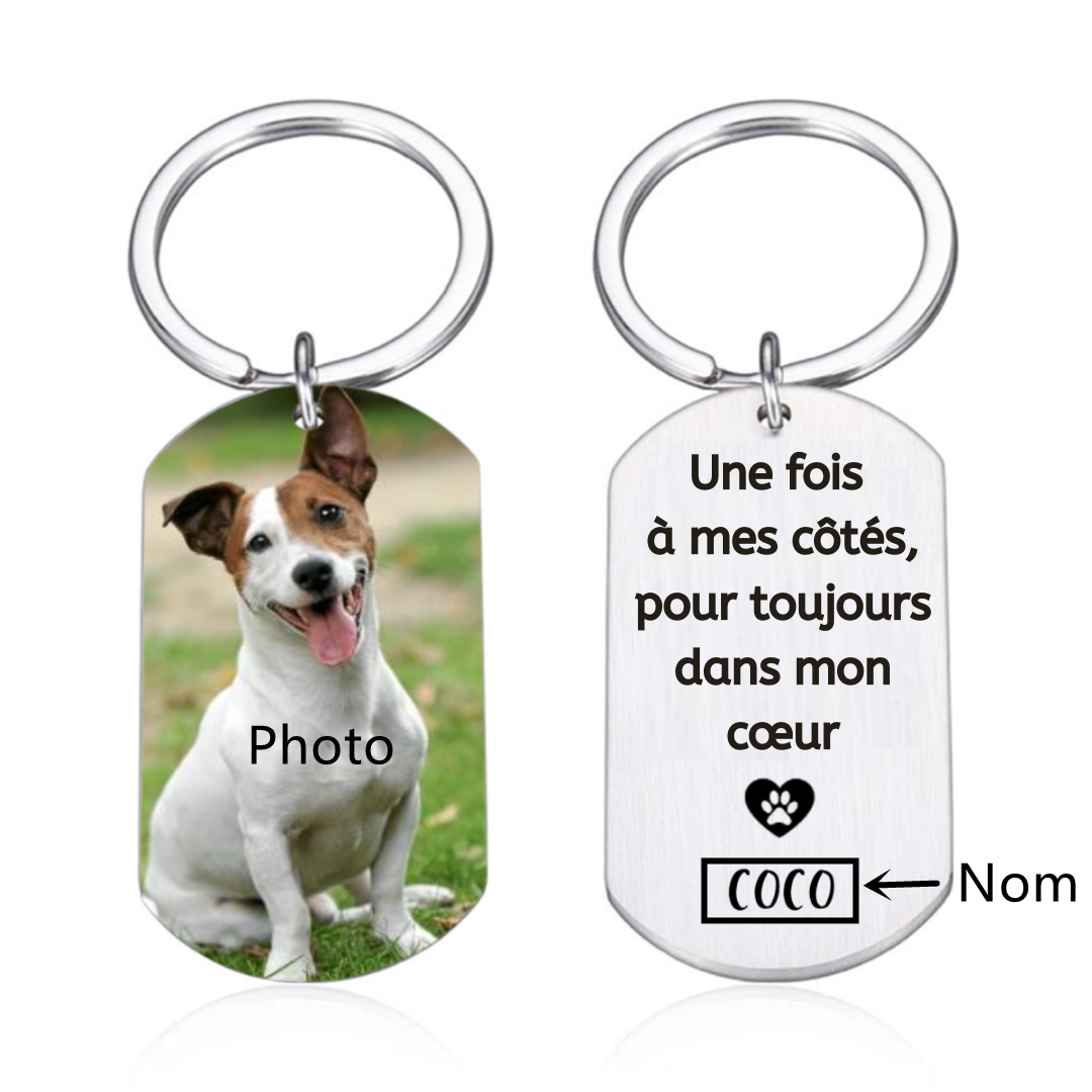 Porte-Clés Griffe d'animal familier Photo Personnalisé avec Prénom