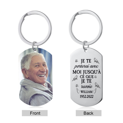 Porte-Clés Commémoratif Photo avec Prénom et Année Personnalisés