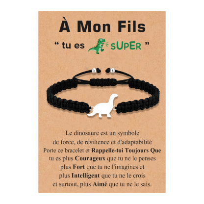 Jessemade FR Bracelets Dinosaure Corde tressée - Cadeau Rentrée Scolaire