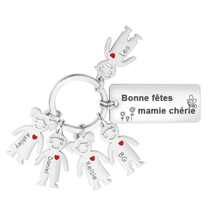 À Ma Maman - Porte-Clés 5 Prénoms Personnalisé et 1 texte Avec Breloqu