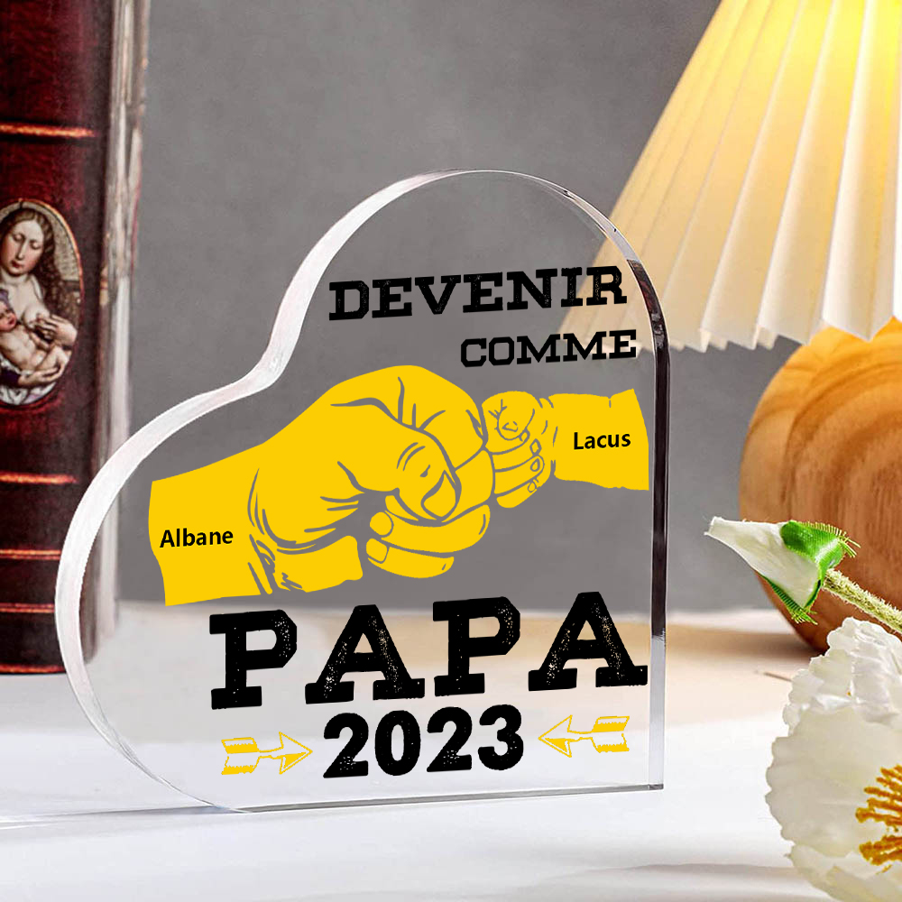 À mon Papa - Plaque Acrylique Poings 2 Prénoms Personnalisés avec Année | Cadeau Fête des Pères | Jessemade