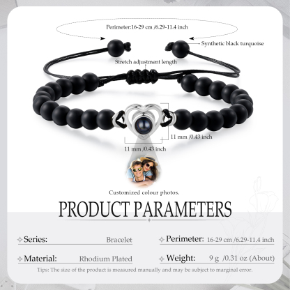 Bracelet Projection de Pierre Bracelet Photo Projection Turquoise Noir pour Homme｜ Jessemade