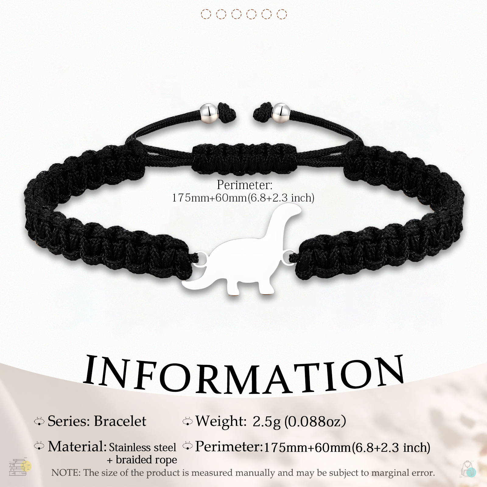 Bracelets Dinosaure Corde tressée - Cadeau Rentrée Scolaire