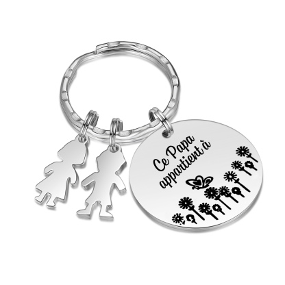 À Mon Papa - 1-5 Noms Porte-Clés Personnalisés Avec Breloques Enfants