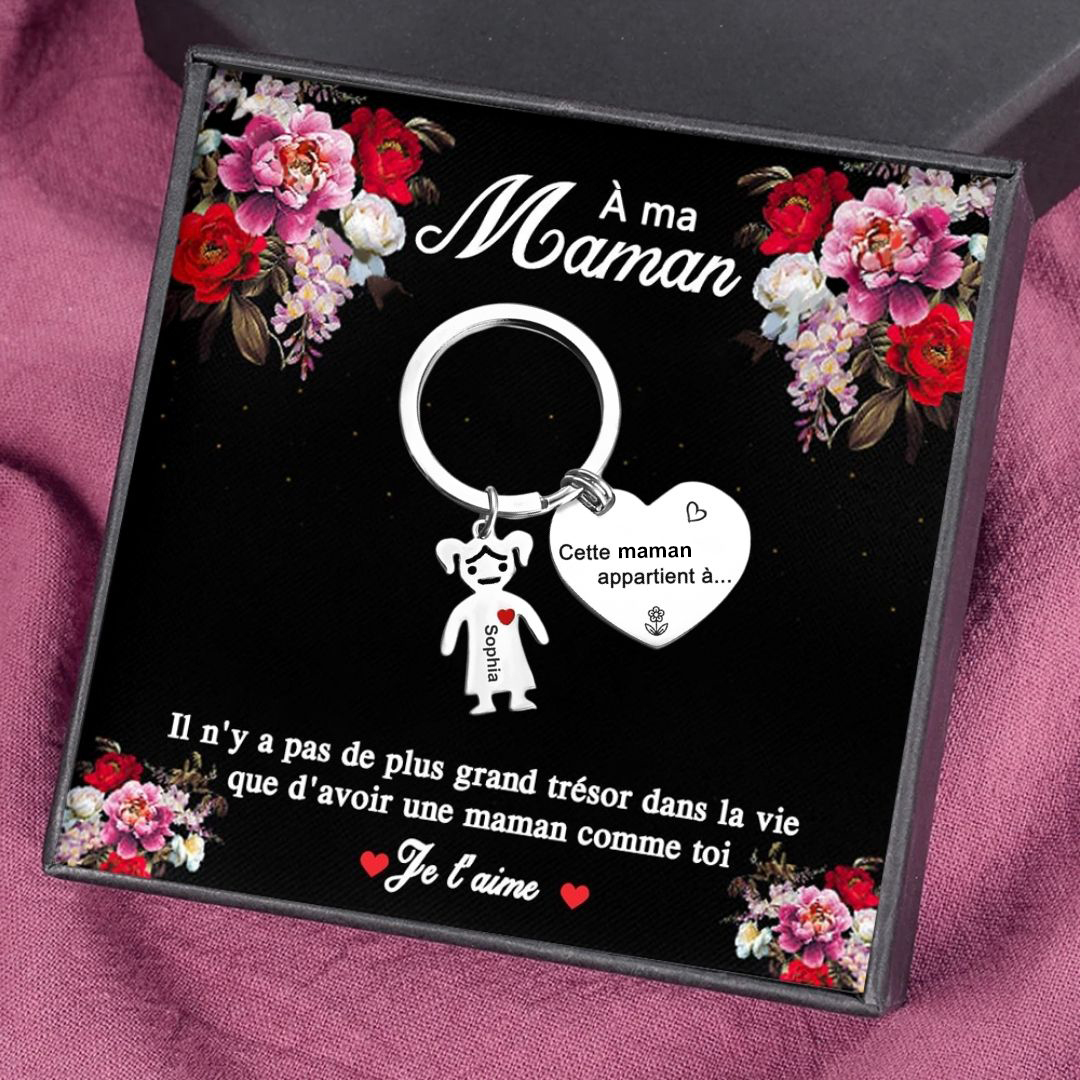 À ma Maman - Porte-Clés 1 Prénom Personnalisé Avec Breloques 1 Enfant