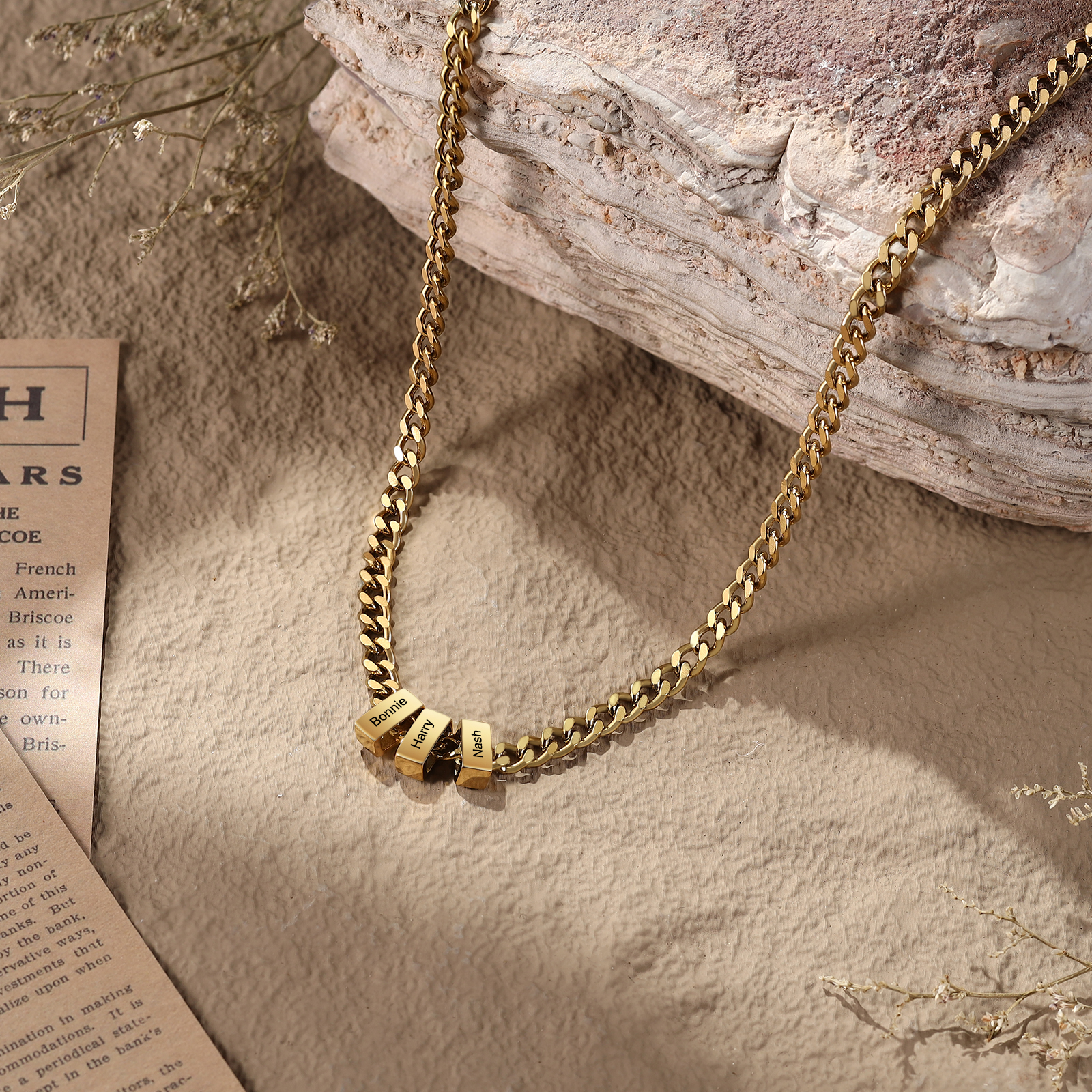 Collier à Maillons Cubains Personnalisé pour Homme avec 1 à 6 Prénoms