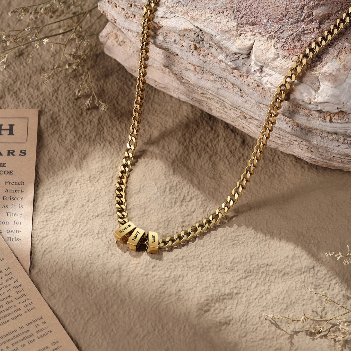 Collier à Maillons Cubains Personnalisé pour Homme avec 1 à 6 Prénoms