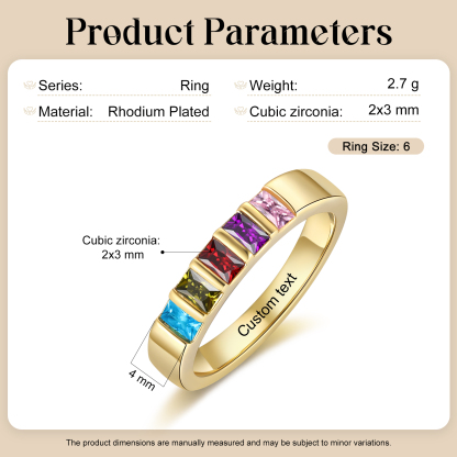 Bague Personnalisée avec Pierres de Naissance – Gravure Intérieure Texte, Bague Élégante en couleur Or pour Femme et Famille