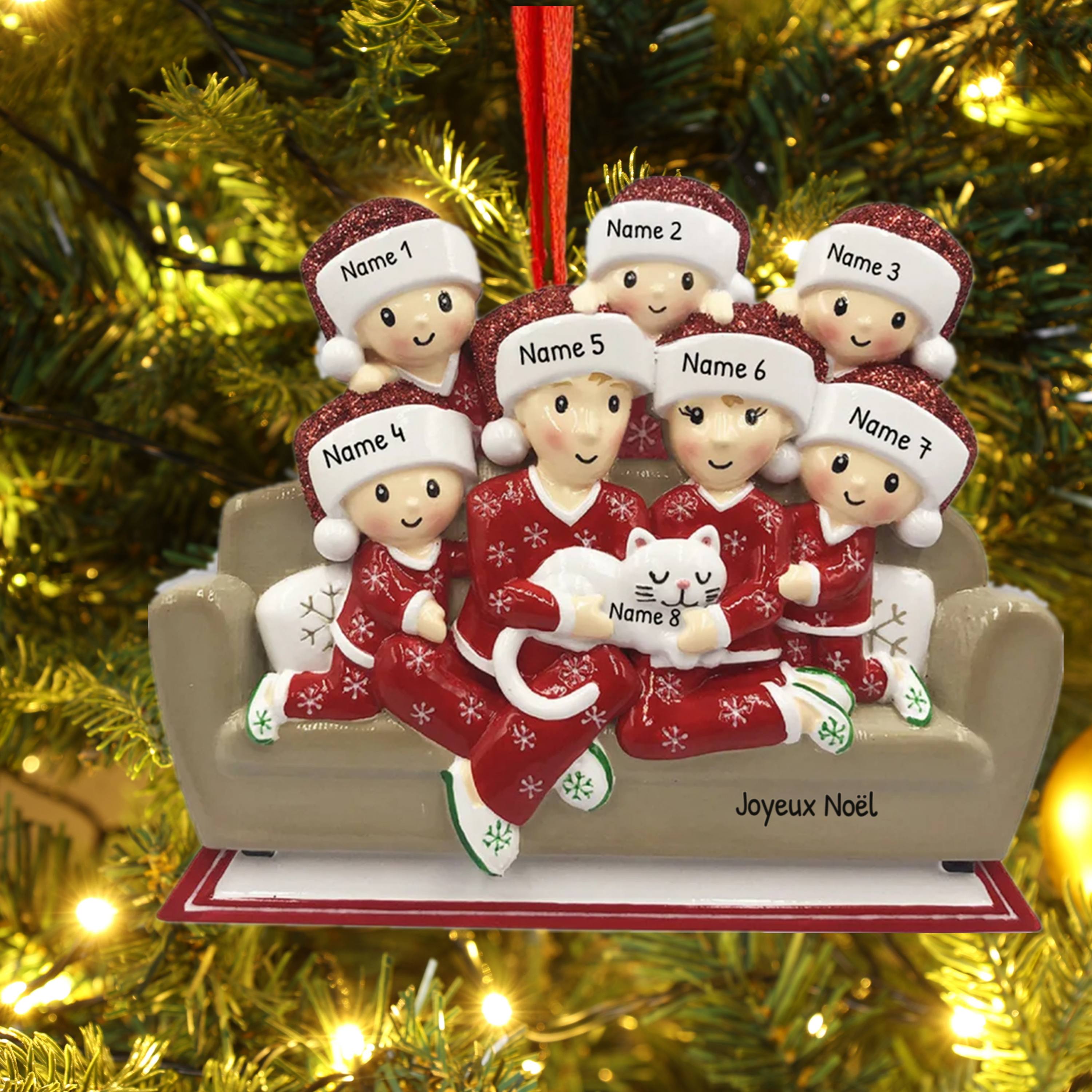 Ornements de Noël Poupée avec chat 8 Prénoms Personnalisés avec texte