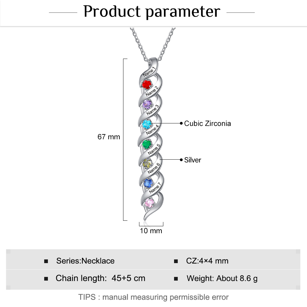 Collier Prénoms Personnalisé avec Pierres De Naissance