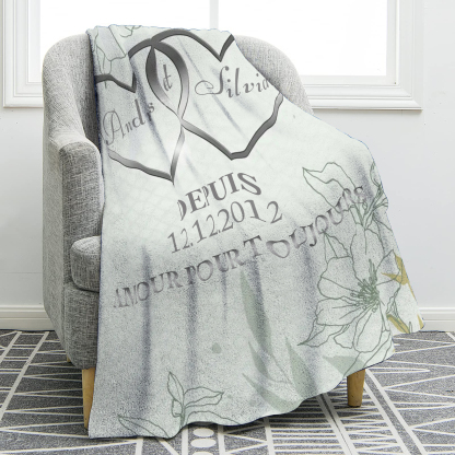 Couverture Plaids Polaire 2 Prénoms Personnalisés avec Date et Texte pour Couple | Jessemade