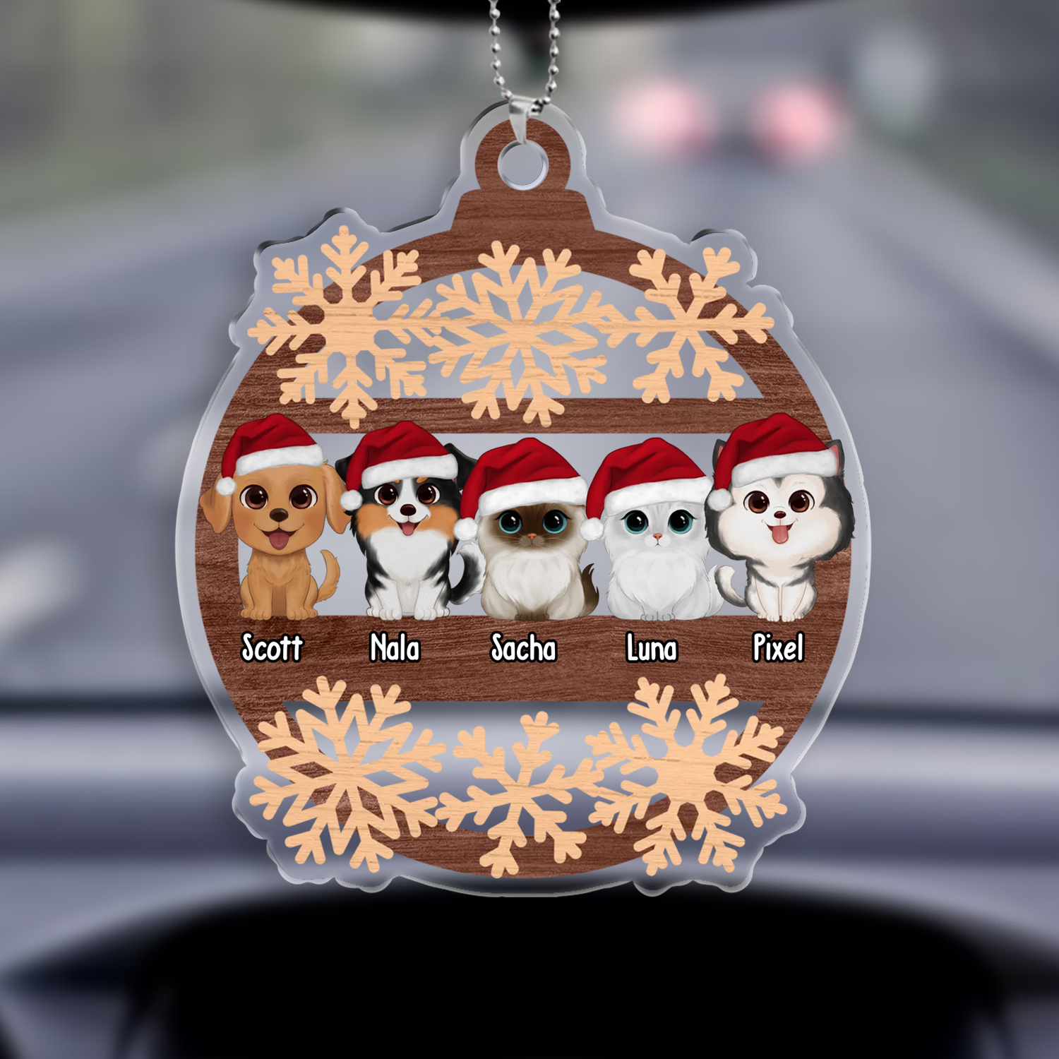 Ornements de Noël en Acrylique Personnalisé avec 1-6 Prénoms pour Animaux de Compagnie
