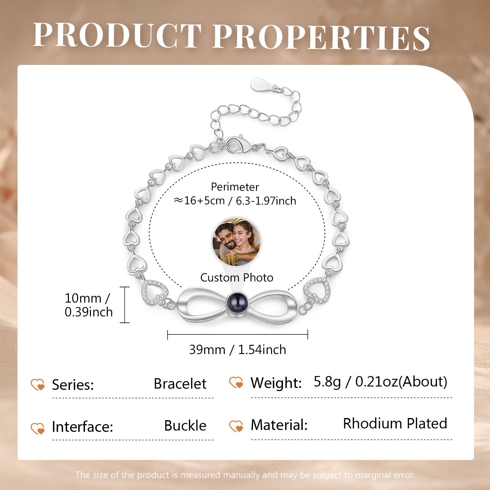 Bracelet Infini Bracelet Photo Projection Personnalisée pour Femmes|Jessemade