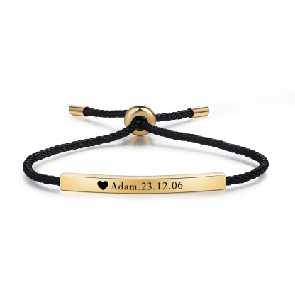 Bracelet 1 Prénom et Date Personnalisés pour Couple