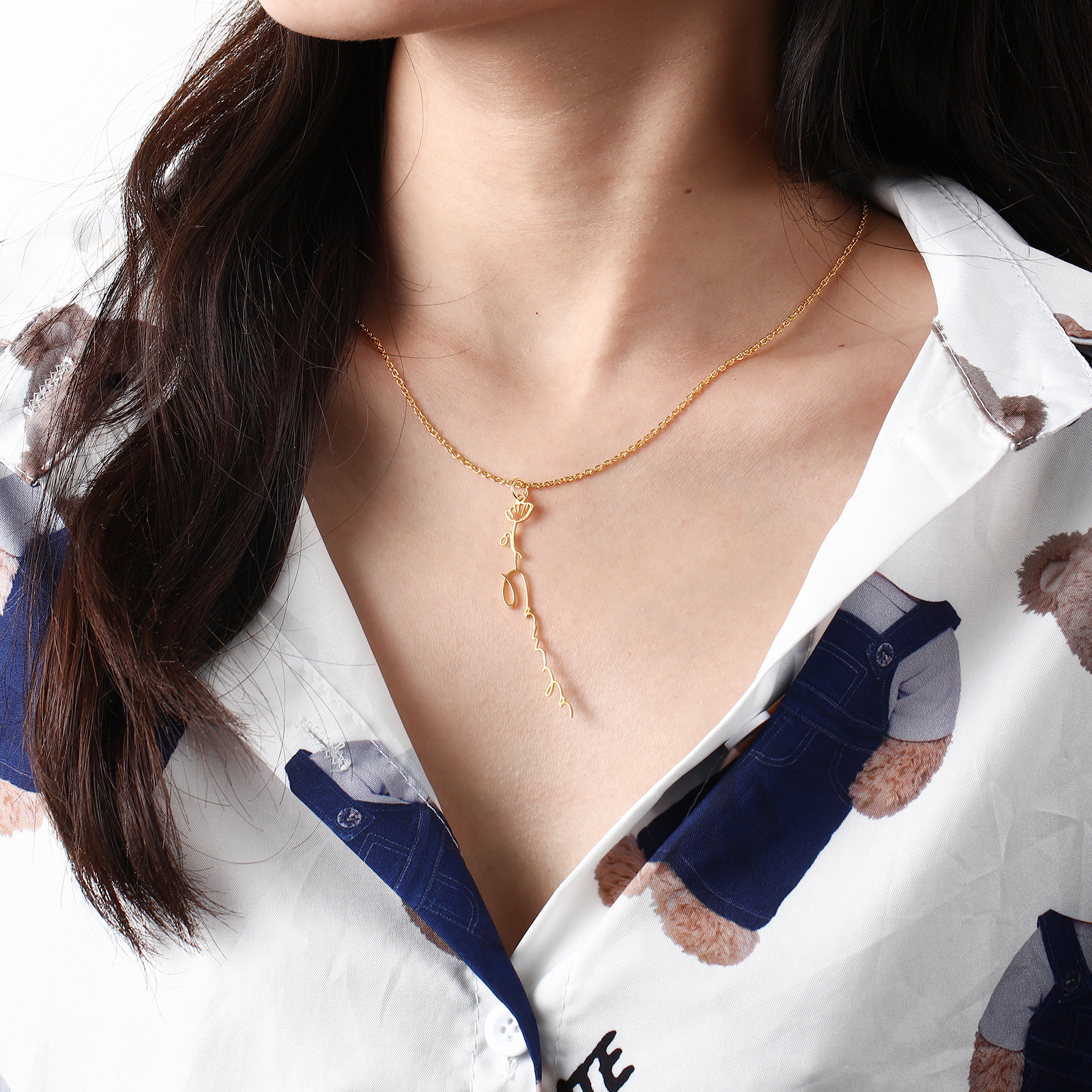 Collier prénom personnalisé 12 fleurs de naissance