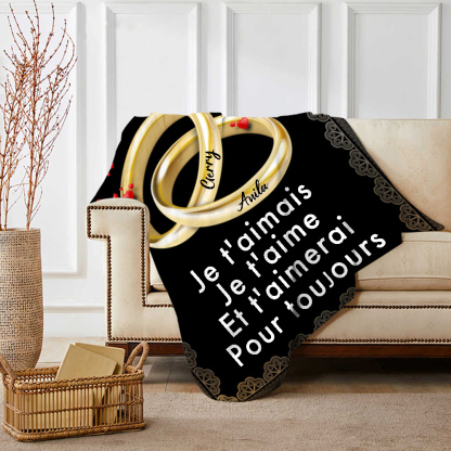 À mon Amour - Plaid Personnalisé Bague 2 Prénoms Personnalisés Couverture en Flanelle pour Couple  | Jessemade