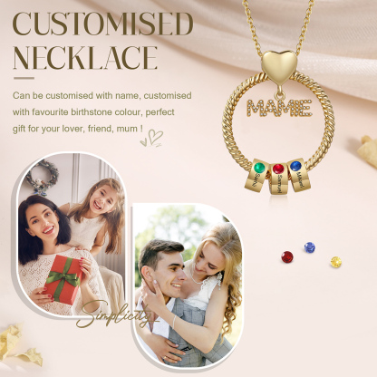 À ma Mamie - Collier Personnalisé Pendentif 3 Prénoms et Pierre de naissance Or/Argent｜Jessemade
