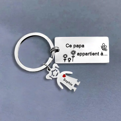 À mon Papa - Porte-Clés 2 Prénoms Personnalisé Avec Breloques 2 Enfants