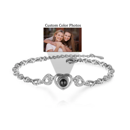 Bracelet Coeur Projection de Pierre Bracelet Photo Projection Argent/Or/Or Rose pour Femme｜ Jessemade