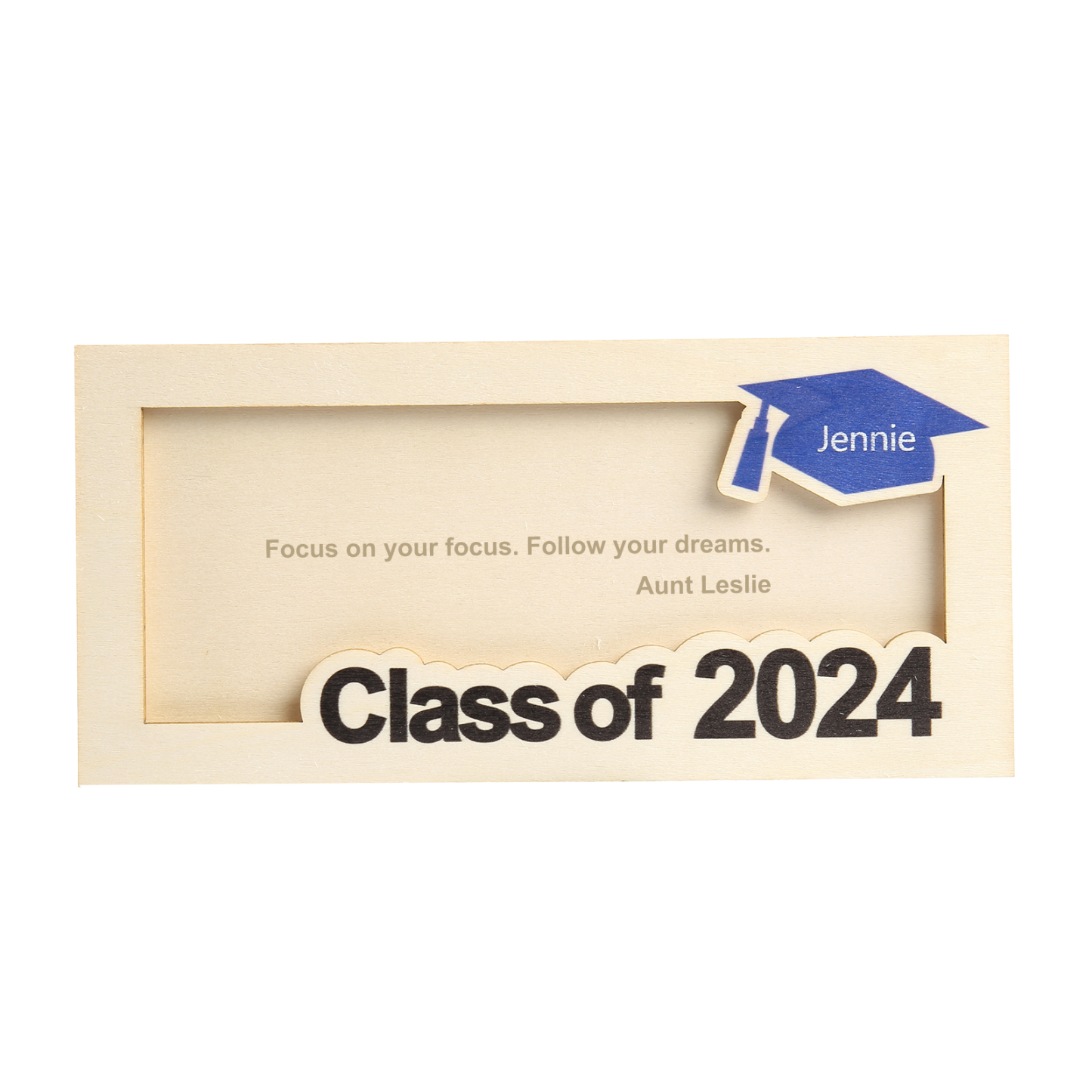 Porte-Cartes Diplômé en bois Prénom et Texte Personnalisés Cadeau de Graduation