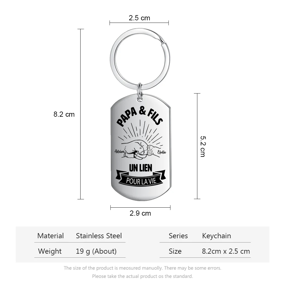 À mon Papa - Porte-Clés Poings 2 Prénoms Personnalisés Porte-Clés Père et Fils