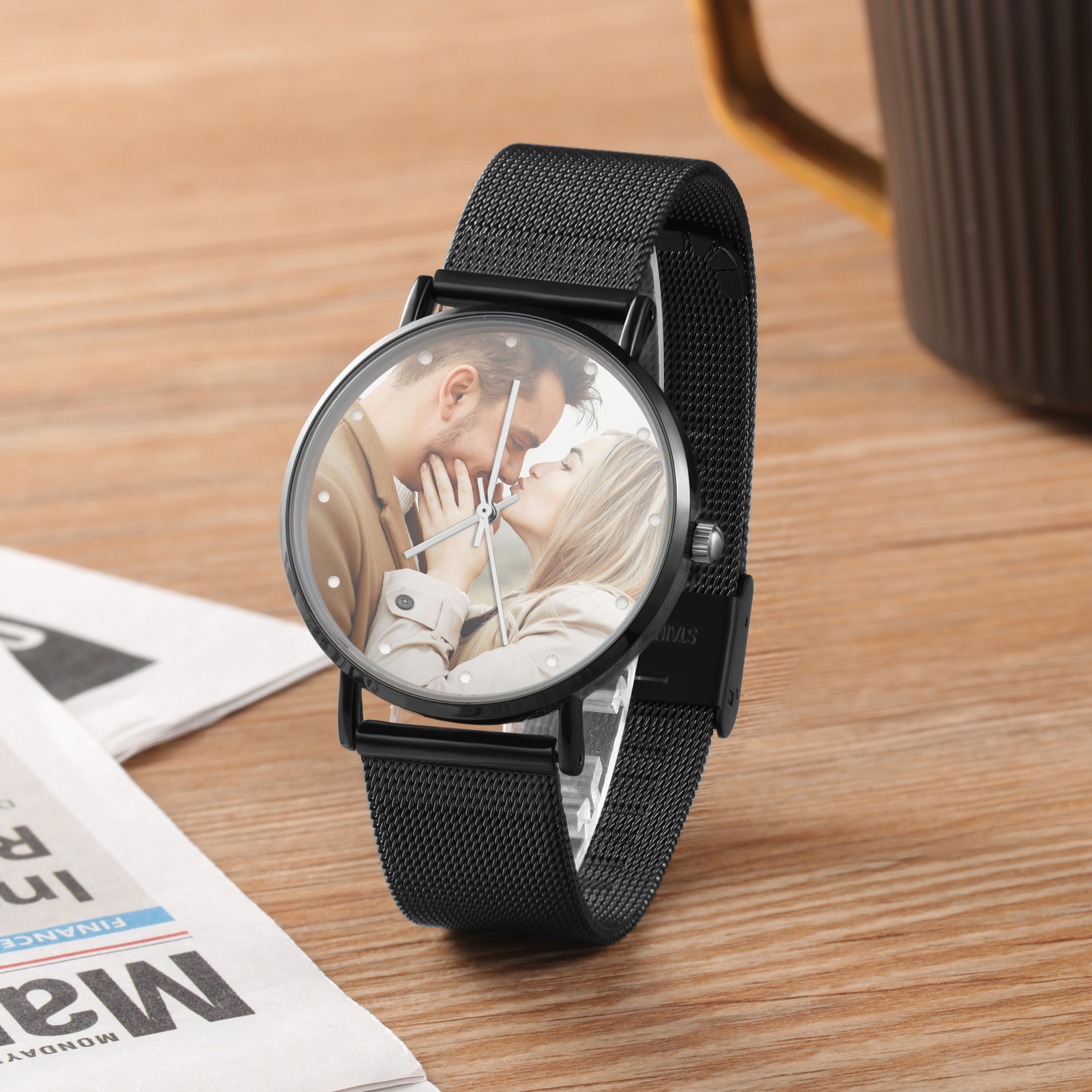 Montre Personnalisée Photo avec Gravure du prénom ou Message Bracelet