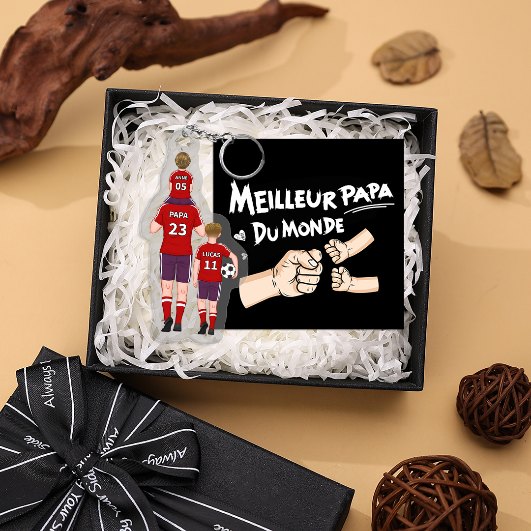 À mon Papa - Porte-Clés de Football avec 2-4 Prénoms Personnalisés en Acrylique | Jessemade