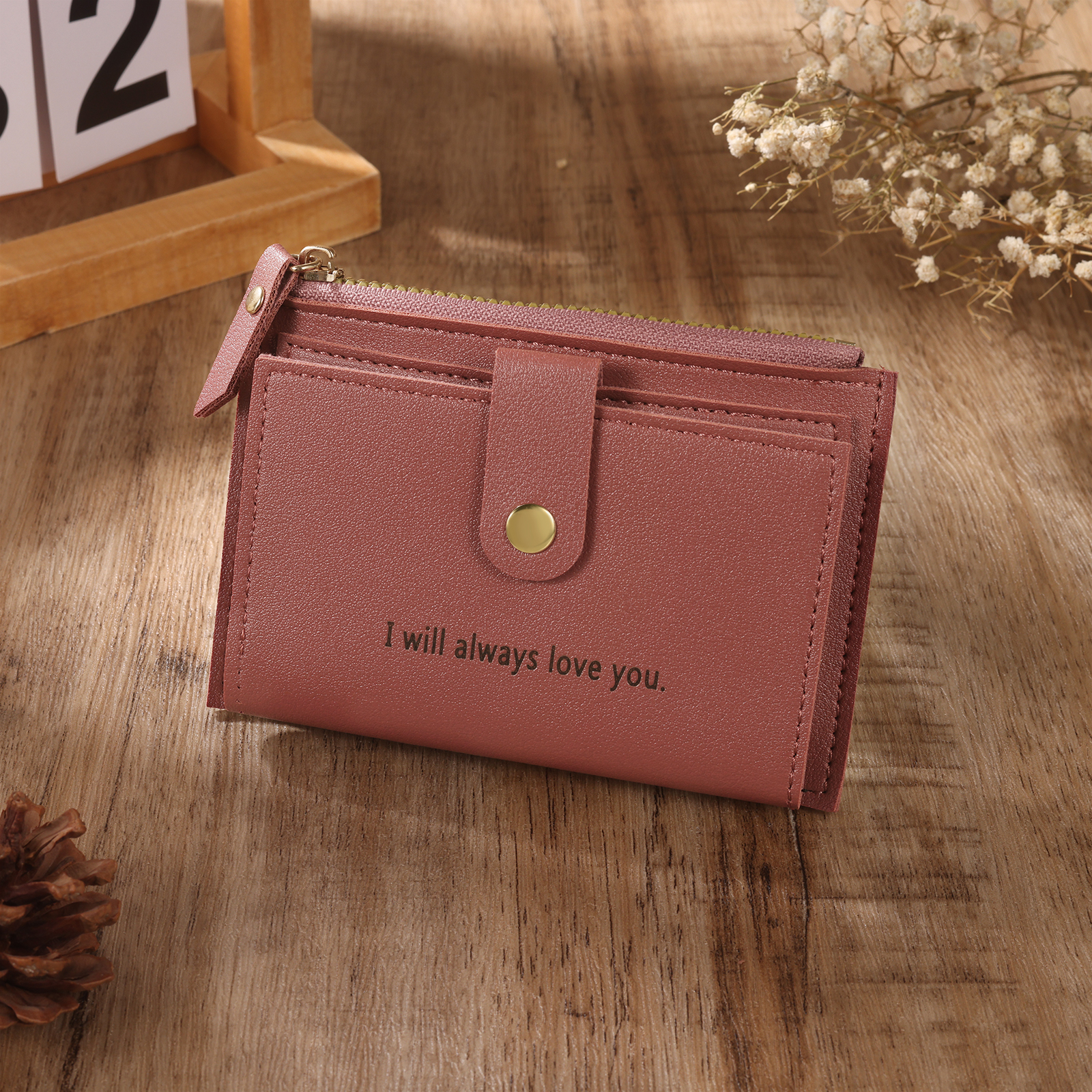 Portefeuille Femme Photo et Texte Personnalisés Porte-Monnaie Carte