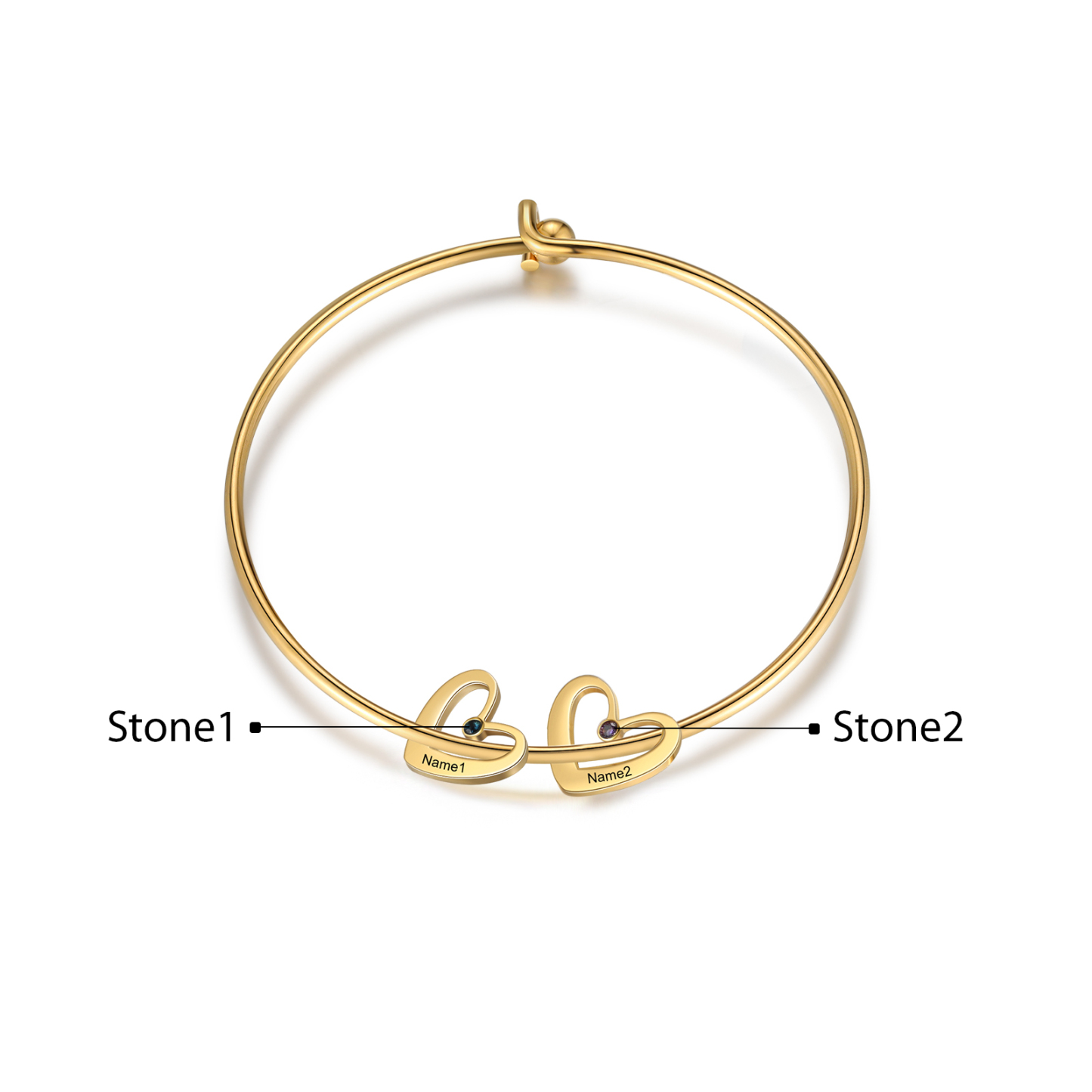 2PCS Coffret Cadeau À Maman - Collier Pendentif Arbre de vie Arbre et Bracelet Pierre Personnalisé avec 2 Prénoms et Pierres de Naissance | Jessemade