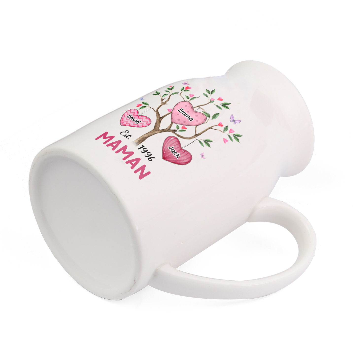 Vase à Fleurs Arbre 3 Prénoms Personnalisés avec Texte et Année Décoration de la Maison