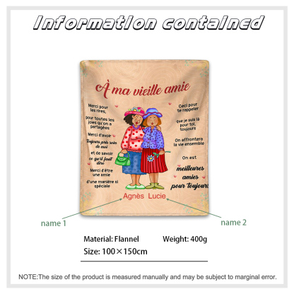 À ma Vieille Amie - Couverture Plaids Polaire 2 Prénoms Personnelisés