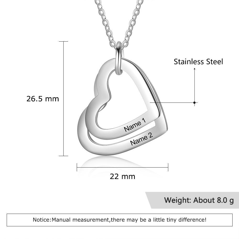 Collier Prénom Gravé Personnalisé 2 Coeurs
