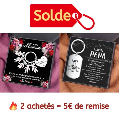 À ma Maman - Porte-Clés 5 Prénoms Personnalisé Avec Breloques 5 Enfants
