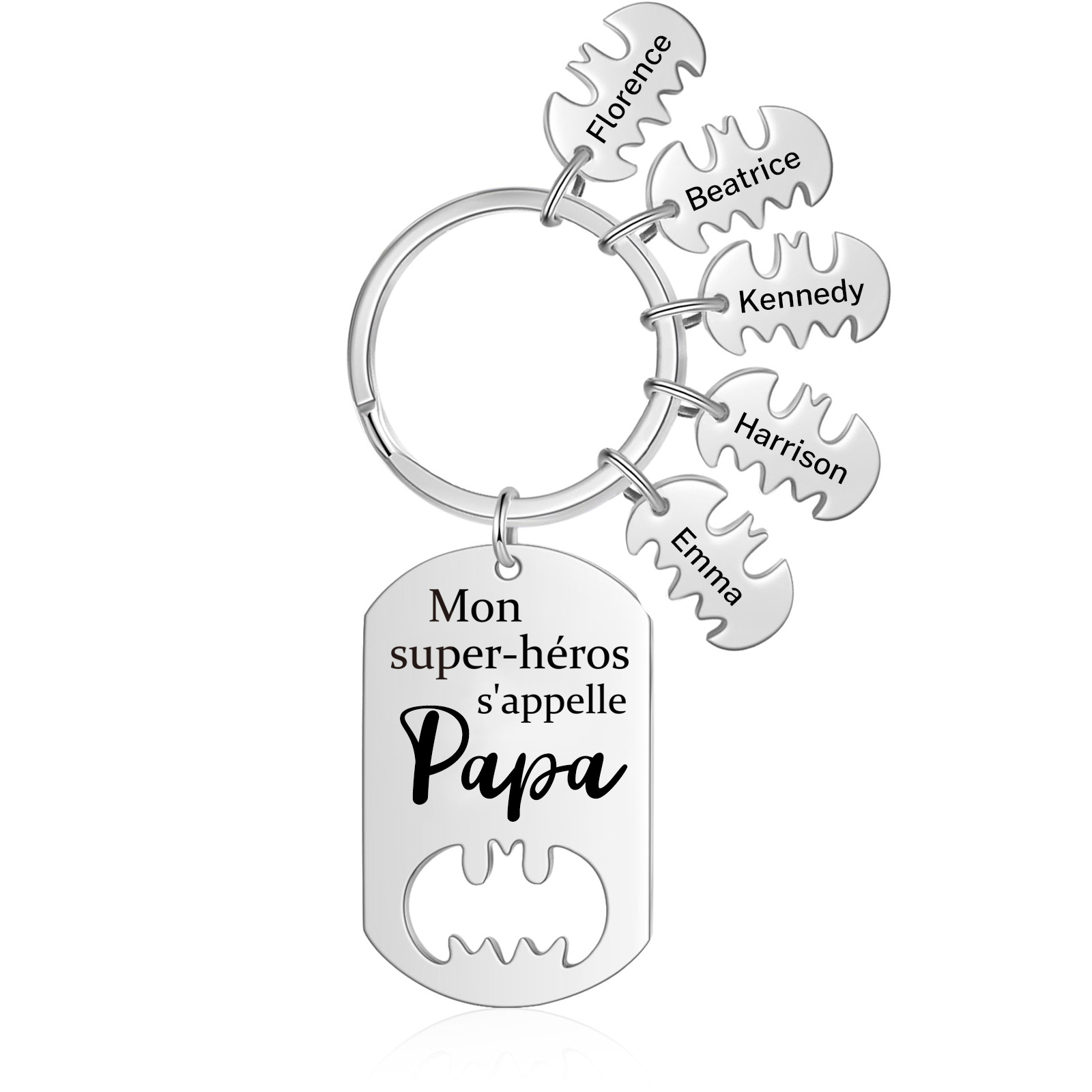 À Mon Papa - 1-5 Noms Porte-Clés Personnalisés Le super héros s'appelle Papa