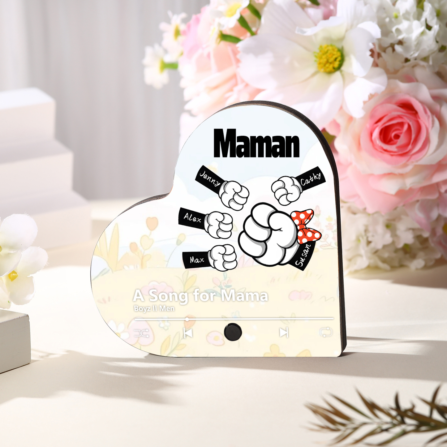 Magnet Musical Personnalisé en Forme de Cœur – Cadeau Émotionnel et Pratique pour Maman | Jessemade