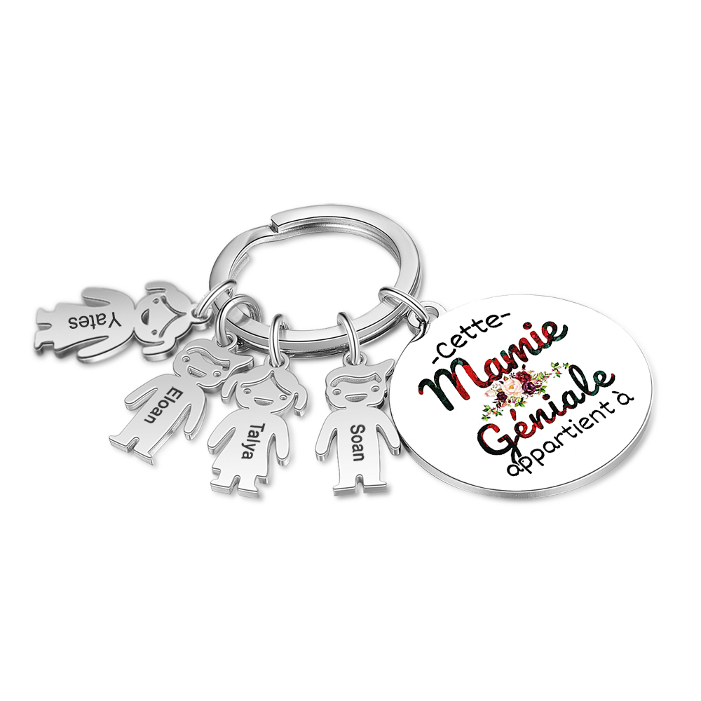 À Ma Mamie - 1-5 Noms Porte-Clés Personnalisés Avec Breloques Enfants