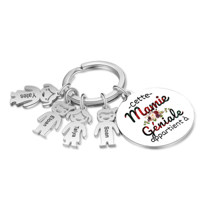 À Ma Mamie - 1-5 Noms Porte-Clés Personnalisés Avec Breloques Enfants