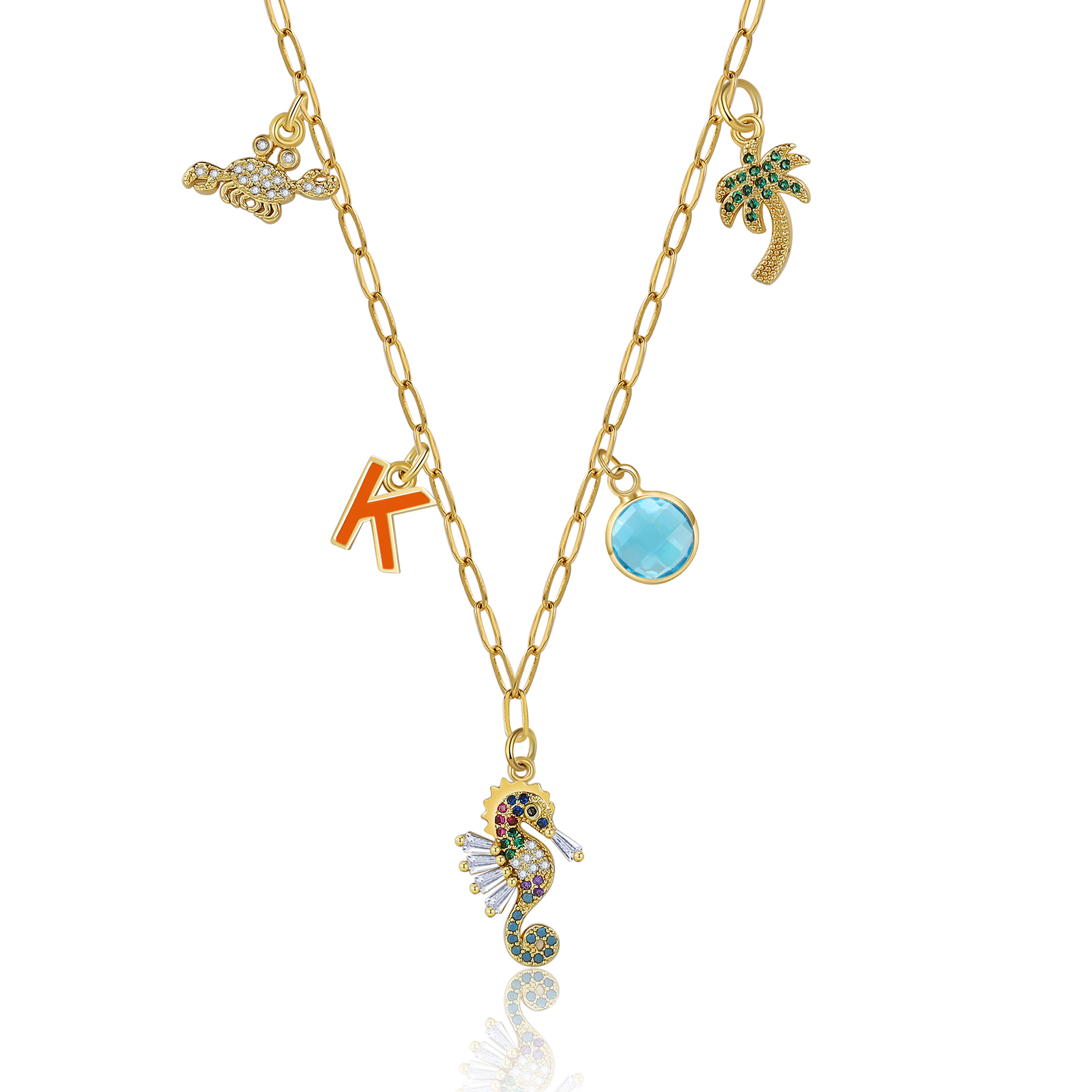 Collier Enfants Bébé Collier Hippocampe 1 Pierre de Naissance et 1 Let