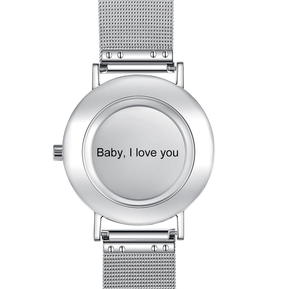 Montre Personnalisée Photo avec Gravure du prénom ou Message Bracelet pour Femme