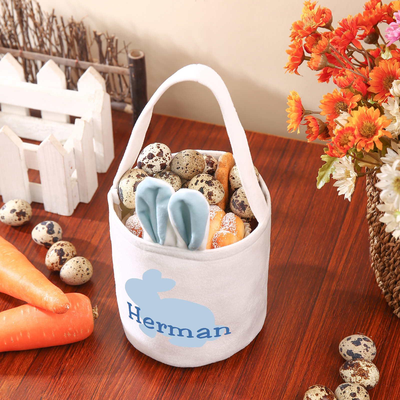 Sac de Pâques Lapin 1 Prénom Personnalisés Tote Bag Enfant