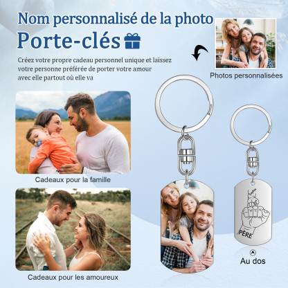 À Papa - Porte-clés gravé Poings 1 Prénom personnalisé avec photo porte cles gravés | Jessemade