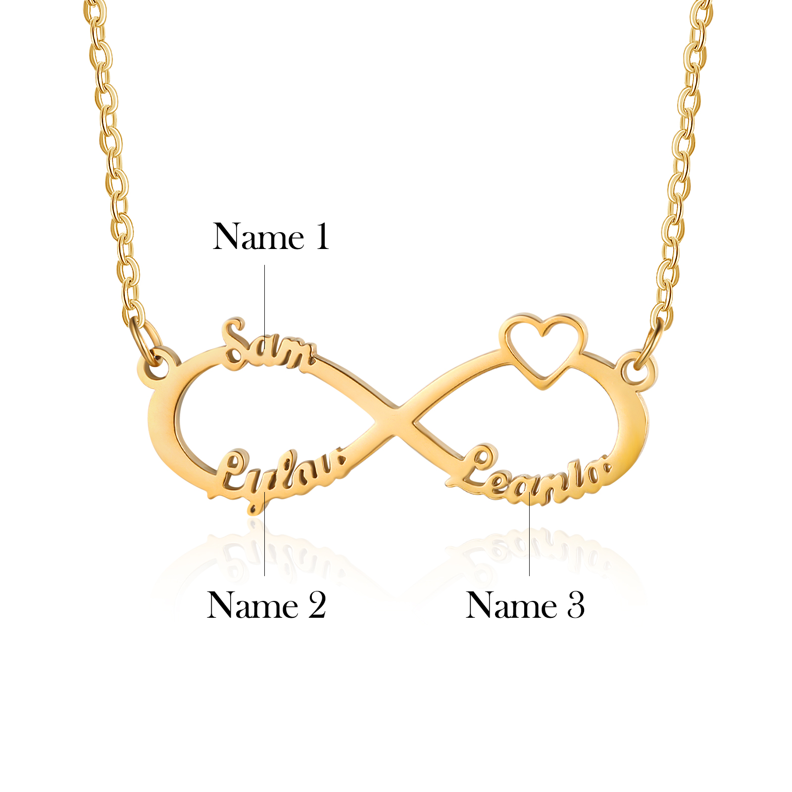 Collier amour et Infini 3 Prénoms Personnalisés Meilleur Cadeau Pour Vous