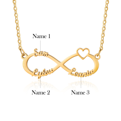 Collier amour et Infini 3 Prénoms Personnalisés Meilleur Cadeau Pour Vous