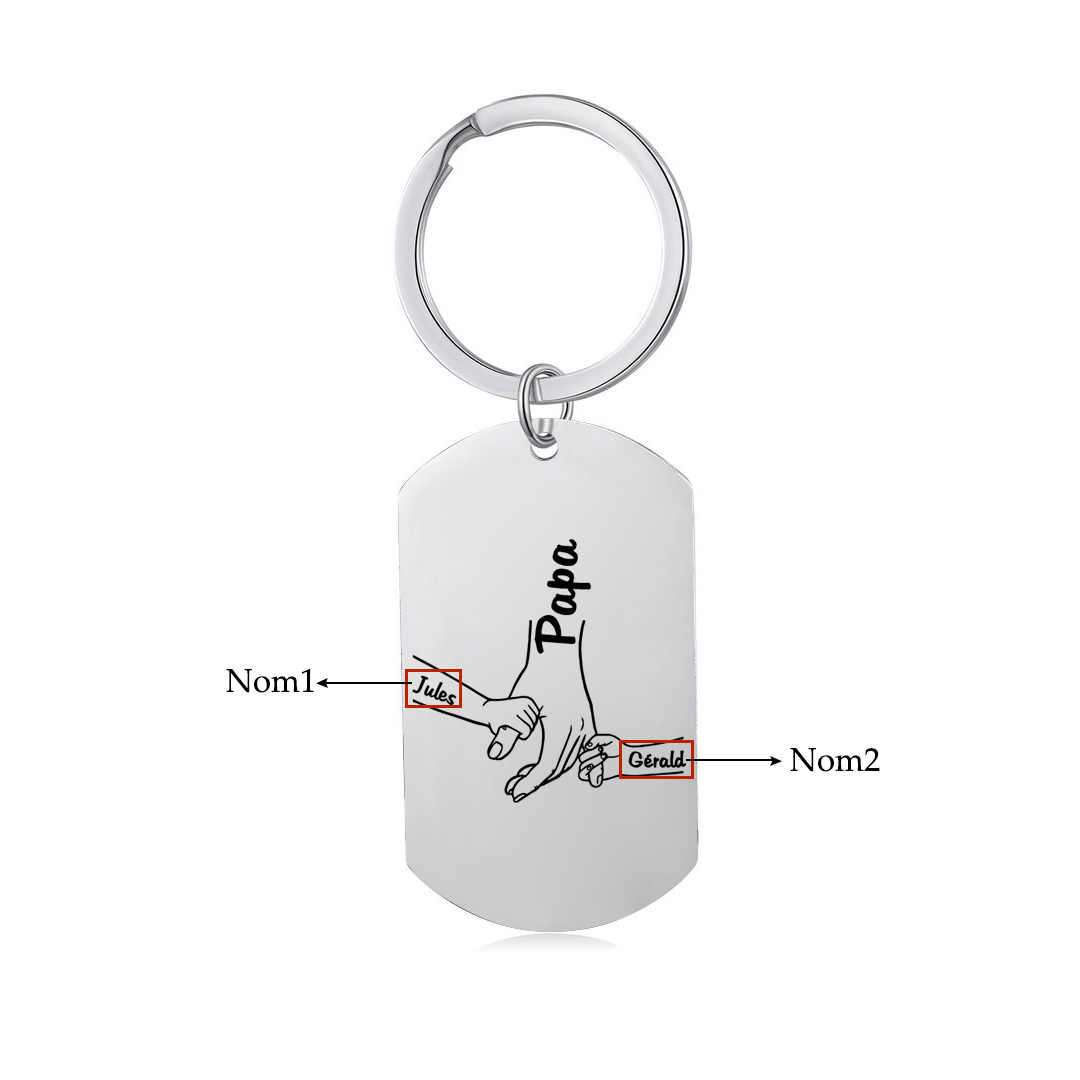 À mon Papa - 1-5 Noms Porte-Clés la main dans la main Personnalisés