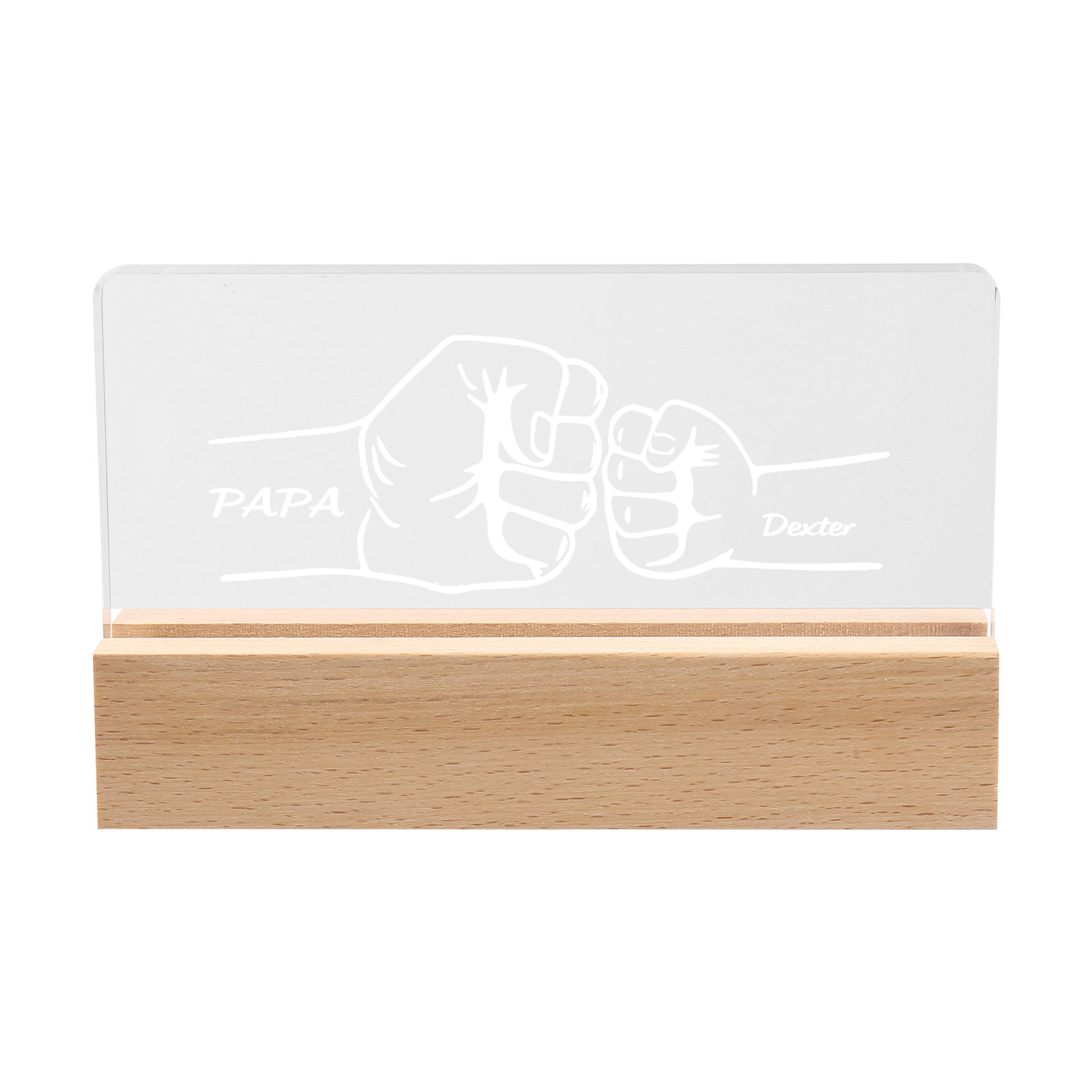 À mon Papa/Papi- Lampe de chevet LED Poings 2 Prénoms Personnalisés