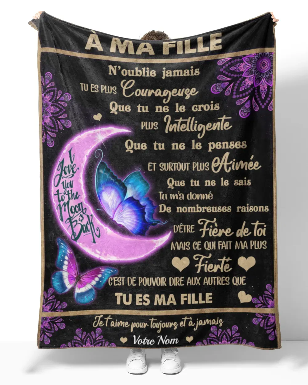 Plaid en Flanelle Personnalisé – Message d’Amour Unique pour Votre Fille | Jessemade