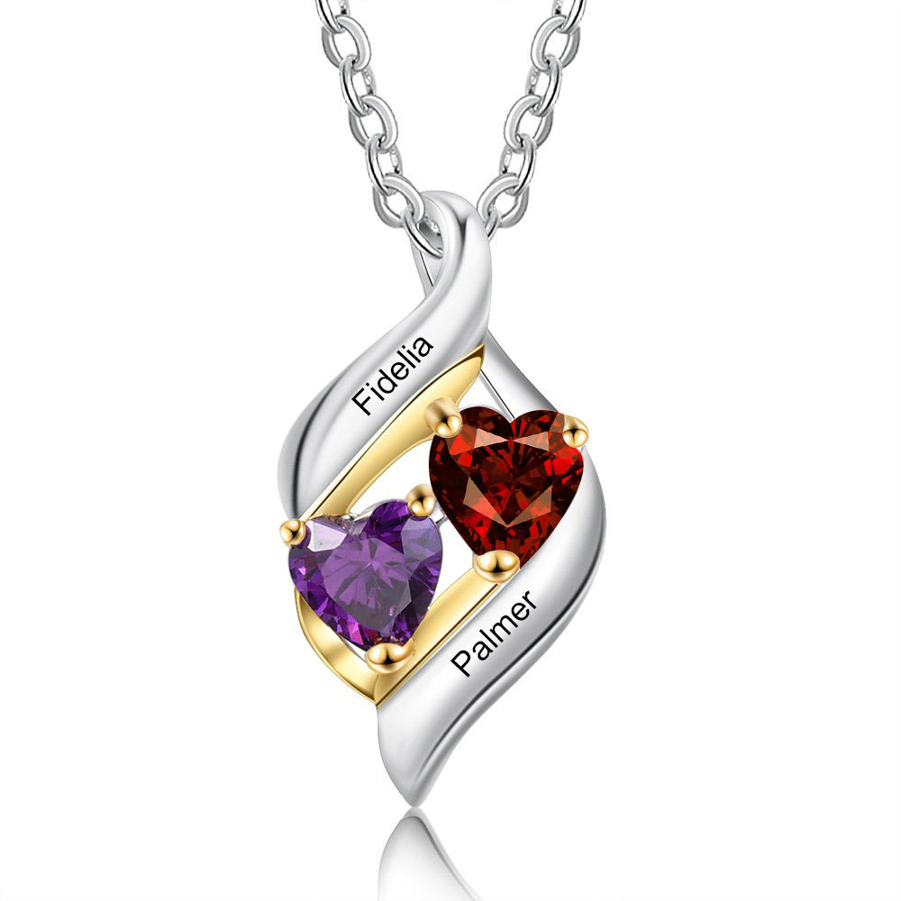 A ma fille-Collier Personnalisé 2 pierres naissance ARGENT 925