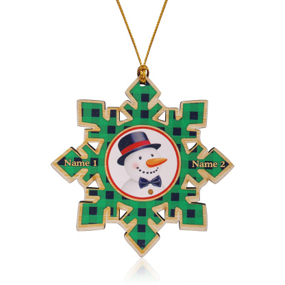 2-6 Noms Décoration Sapin Noël Flocon de neige Bois Personnalisés-Jessemade FR