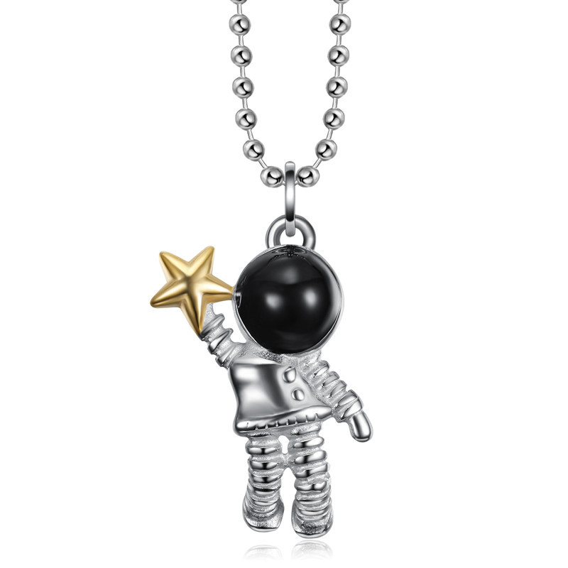 Collier Pendentif Astronaute Spaceman Acier au titane Collier Homme
